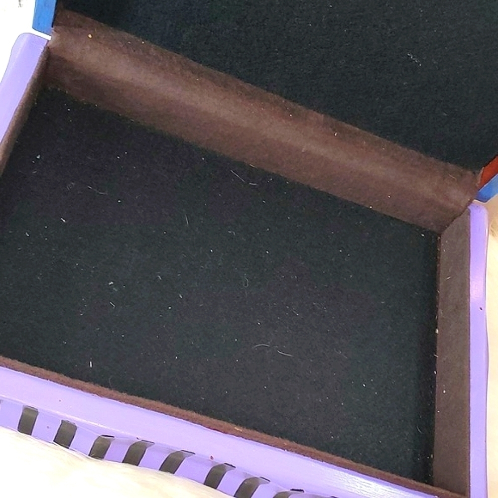 Y2K Handpainted Horse Stars & Moon Galaxy Purple Large Felt Lined Wooden Box - Picture 12 of 17